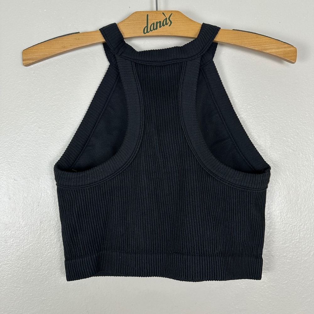 Aerie Women's XL Cropped Tank Top Black Ribbed High Neck Racerback